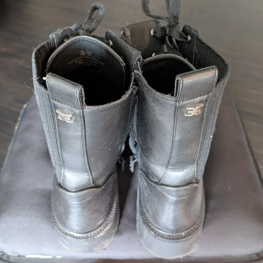 Black Sam Edelman Lydell Mixed Media Combat Boots | Size 10M - Picture 2 of 5